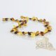 Multicolor Amber necklace polished leaves